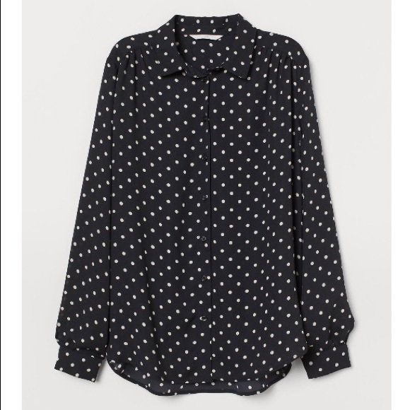 Long Sleeve Black White Polka Dot Blouse 😍 - Picture 2 of 4